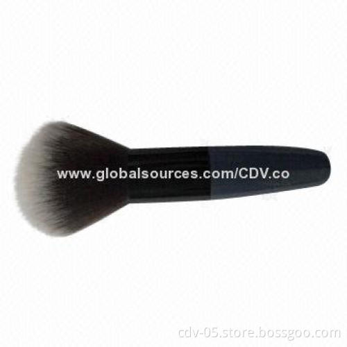 Makeup powder brushes, made of plastic handle and aluminum with tricolor synthetic hair